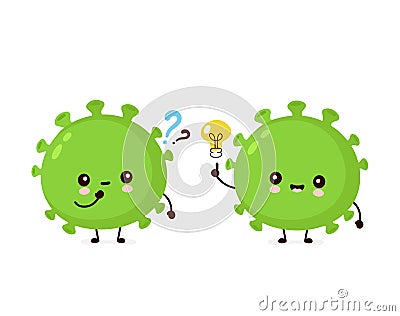 Cute happy probiotic bacteria with question mark Vector Illustration