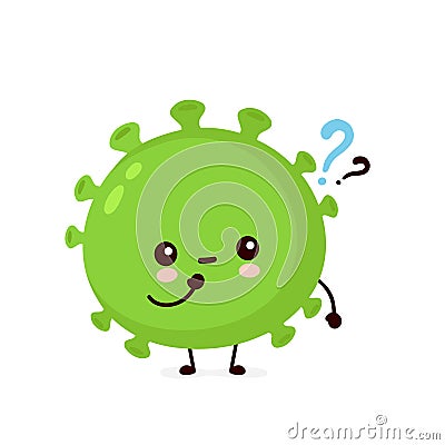 Cute happy probiotic bacteria with question mark Vector Illustration