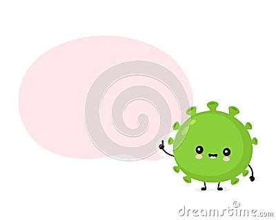 Cute happy probiotic bacteria with speech bubble Vector Illustration