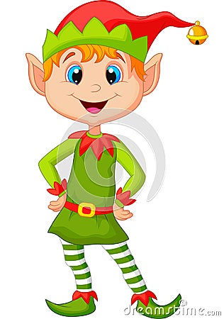 Cute and happy looking christmas elf cartoon Vector Illustration