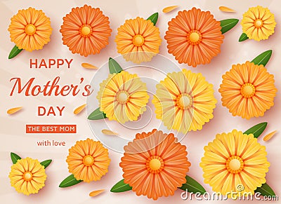Cute Happy Mothers Day background in paper art style Vector Illustration