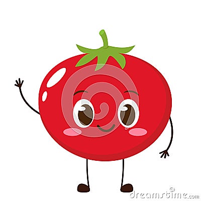 Cute happy red tomato character Vector Illustration