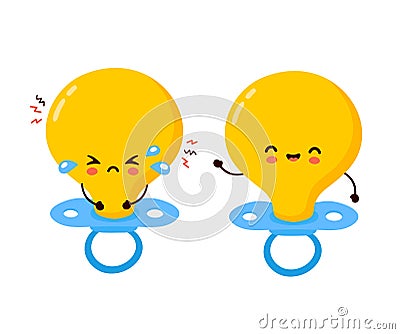 Cute happy and sad cry baby nipple character Vector Illustration