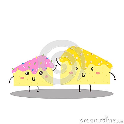 Cute happy slice of delicious cake vector design Stock Photo