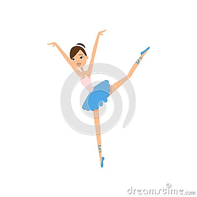 Cute happy smiling ballerina dancing girl, school party Vector Illustration