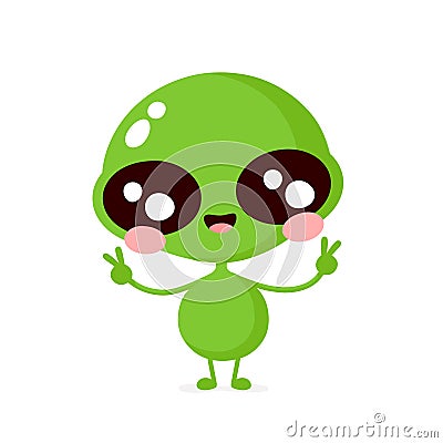 Cute happy smiling friendly alien Vector Illustration