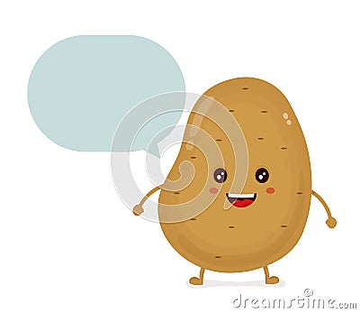 Cute happy smiling funny potato with Vector Illustration