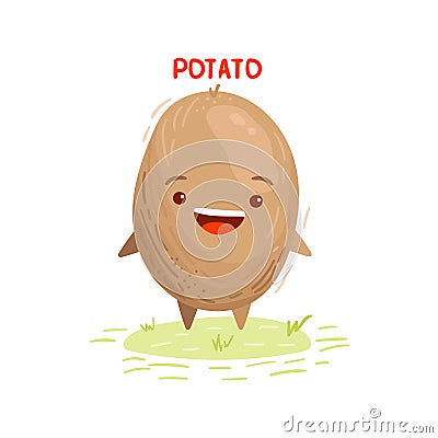 Cute happy smiling funny potato Vector Illustration