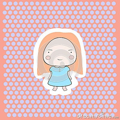 Cute Happy Smiling Peach Hair Cartoon Baby Girl Vector Illustration