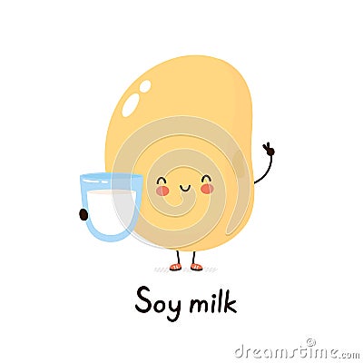 Cute happy smiling plant based soy milk Vector Illustration