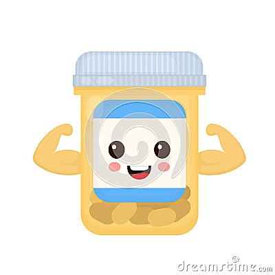 Cute happy smiling strong medicine Vector Illustration