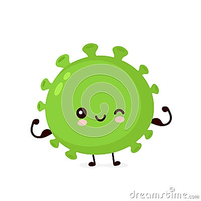 Cute happy strong good probiotic bacteria Vector Illustration