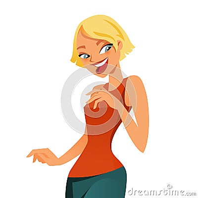 Cute happy young woman Vector Illustration