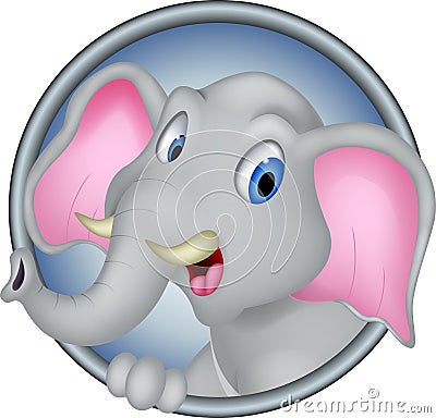 Cute head elephant cartoon Cartoon Illustration