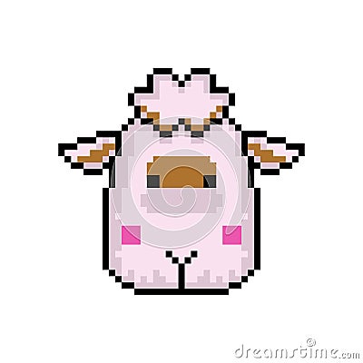 Cute head sheep pixel art design isolated Vector Illustration