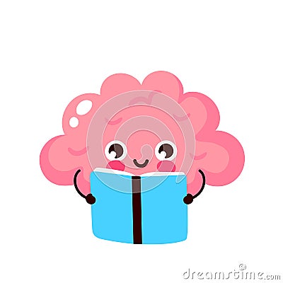 Cute healthy happy human brain organ Vector Illustration