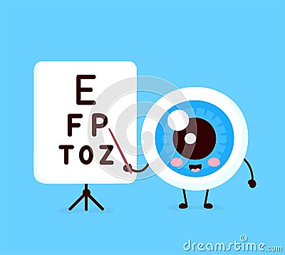 Cute healthy happy human eyeball Vector Illustration