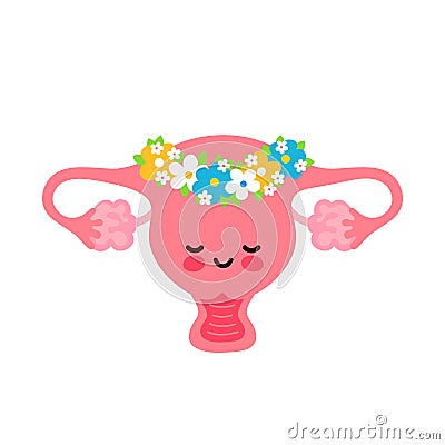 Cute healthy happy human uterus Vector Illustration