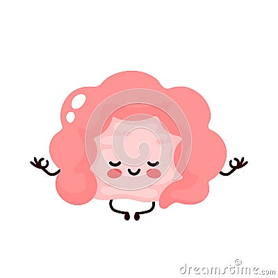 Cute healthy happy Intestine meditate Vector Illustration