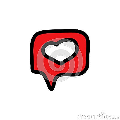 Cute heart doodle message symbol hand drawn illustration Cartoon Illustration