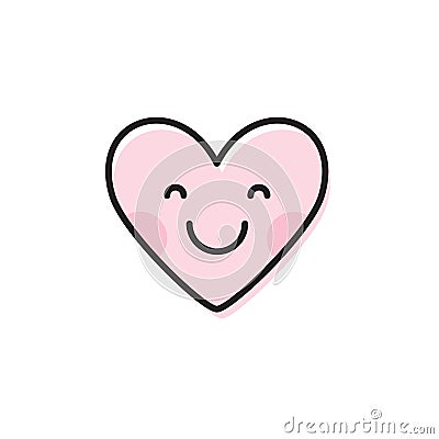 Cute heart emoji. Smiling face icon Vector Illustration