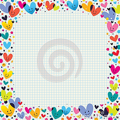 Cute hearts border Vector Illustration