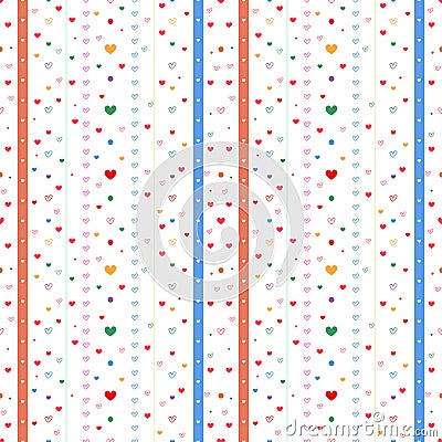 Cute hearts seamless pattern Vector Illustration