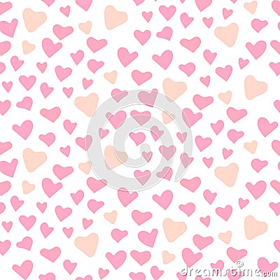 Cute hearts seamless vector pattern. Valentines Day pink background. Vector Illustration