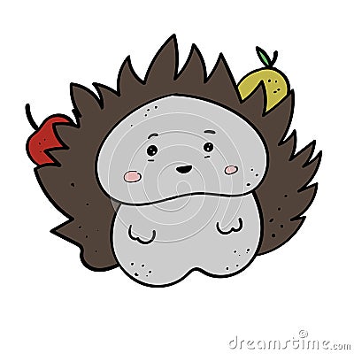 Cute Hedgehog with Fruit Vector Children Illustration Vector Illustration