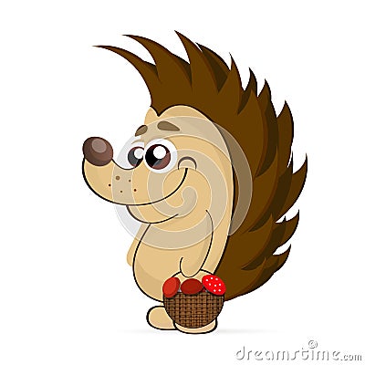 Cute hedgehog isolated Vector Illustration