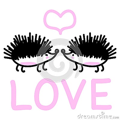 Cute hedgehog in love vector Stock Photo