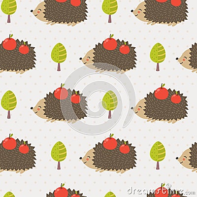 Cute hedgehog seamless pattern Vector Illustration