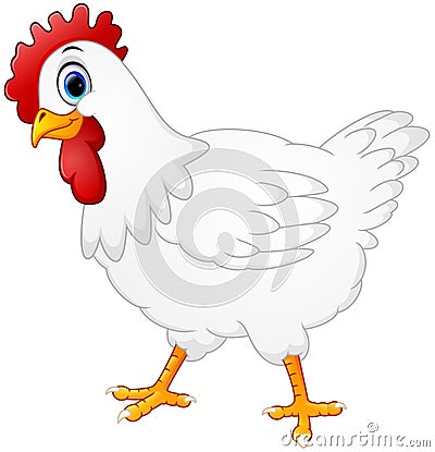 Cute hen cartoon on white background Vector Illustration