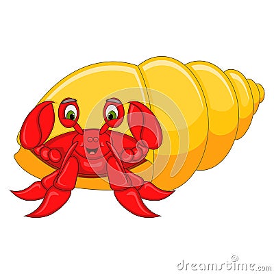 Cute hermit crab cartoon Vector Illustration