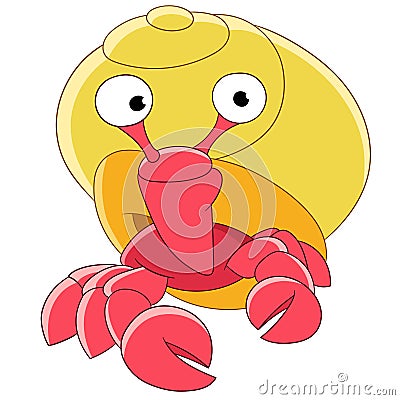 Cute hermit crab Vector Illustration