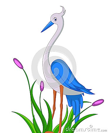 Cute heron cartoon Stock Photo