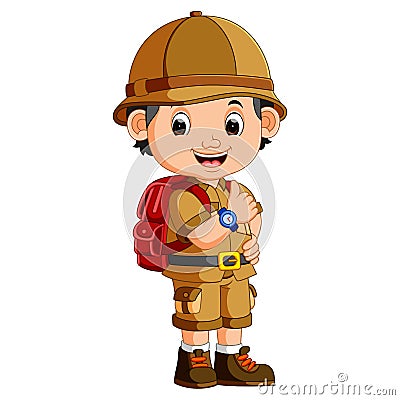 Cute hiker boy Vector Illustration