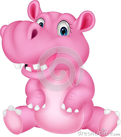 Cute hippo cartoon Vector Illustration