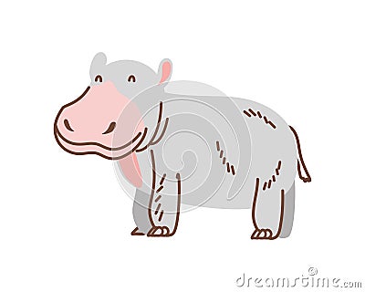 Cute hippo mascot standing Vector Illustration