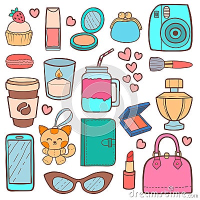 Cute hipster stickers patch vector illustration. Vector Illustration