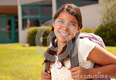 Cute Hispanic Teen Girl Student Ready for School Stock Photo