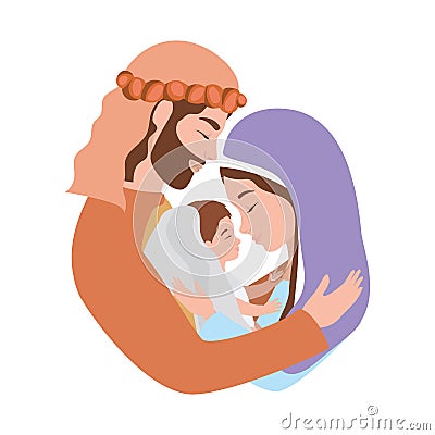 Cute holy family manger characters Vector Illustration