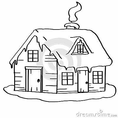 Cute home and winter coloring Stock Photo