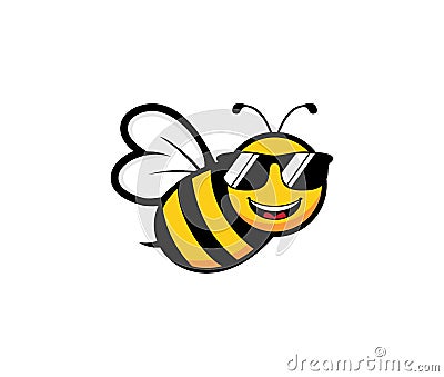 cute honey bee mascot character vector logo design inspiration Vector Illustration