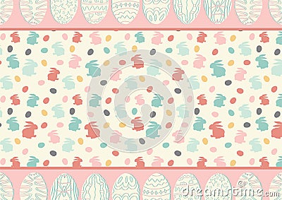 Cute horizontal easter background with copy space. Place for text. Scrapbooking design. Vector Cartoon Illustration