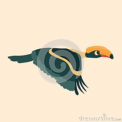 Cute hornbill . Vector Illustration