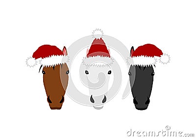 Christmas Horse heads group design Vector Illustration