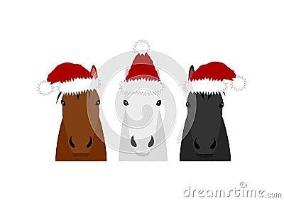 Christmas Horse heads group design Vector Illustration