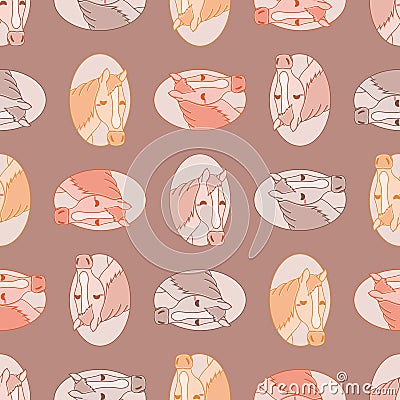 Cute Horses Vector Repeat Pattern Vector Illustration