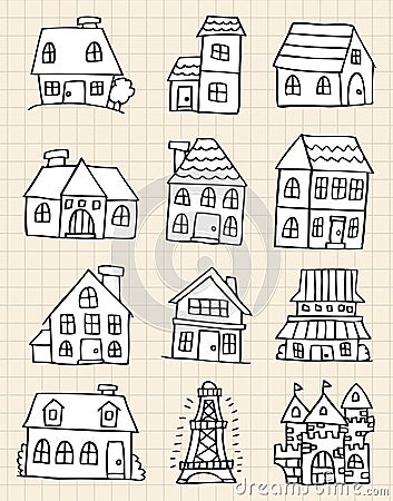 Cute house draw Vector Illustration